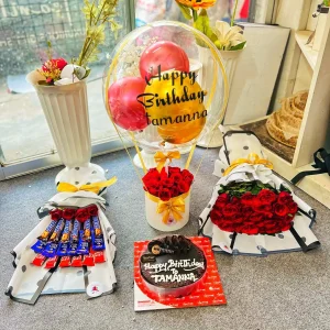 3 Types Bouquet with Cake