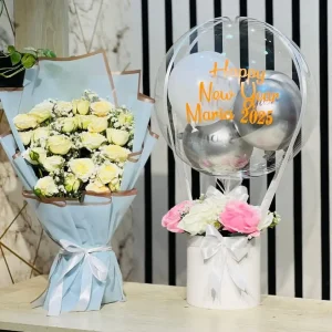 China Roses Flowers Bouquet and Balloon Bouquet