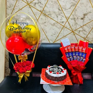 Chocolate Balloon Bouquet with Cake