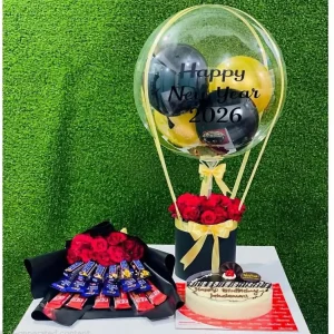 Chocolate Balloon Bouquet with Cake for Anniversary
