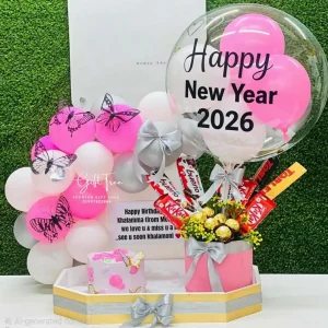 Chocolate Bouquet Balloon Hamper with Cake