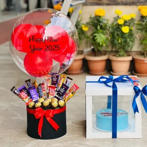 Mix Chocolate Balloon Bouquet with Cake Box