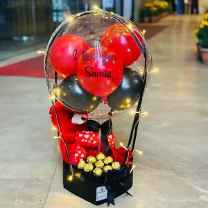 Premium Chocolate Teddy Liting Balloon Bouquet