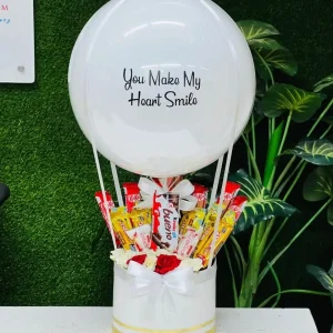White Balloon Bouquet with Premium Chocolate