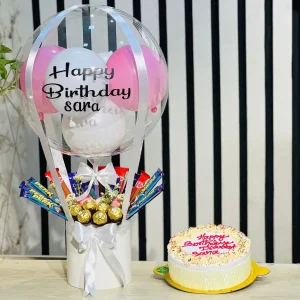 White Chocolate Balloon Bouquet with Cake